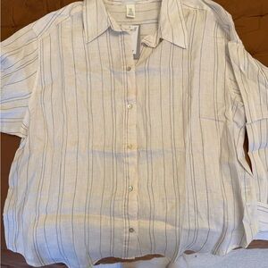 Linen White and Black Striped Shirt